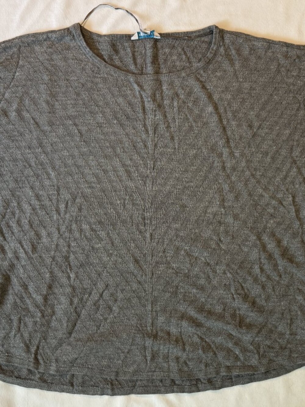 Boutique Chevron Textured Knit Top Dolman Sleeve Gray Size 1X